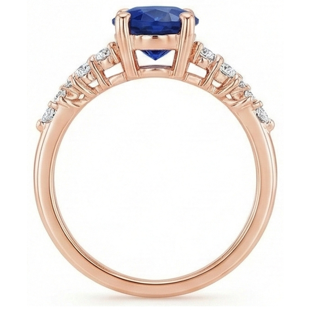 Gemstone Solitaire With Natural Earth Mined Diamond Accents Ring Blue Sapphire 4 Carats
