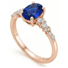 Gemstone Solitaire With Natural Earth Mined Diamond Accents Ring Blue Sapphire 4 Carats