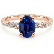 Gemstone Solitaire With Natural Earth Mined Diamond Accents Ring Blue Sapphire 4 Carats
