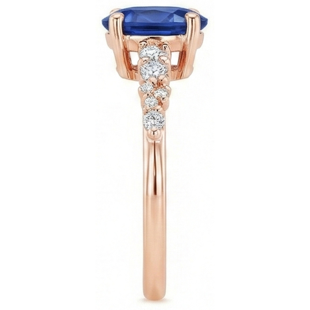 Gemstone Solitaire With Natural Earth Mined Diamond Accents Ring Blue Sapphire 4 Carats