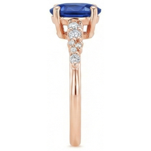 Gemstone Solitaire With Natural Earth Mined Diamond Accents Ring Blue Sapphire 4 Carats