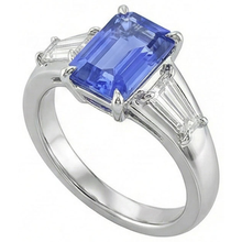 natural emerald sapphire 3.50ct ring front view