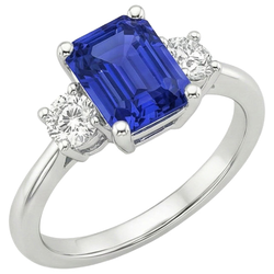 Natural Sapphire Ring 3.50ct - White Gold 14K