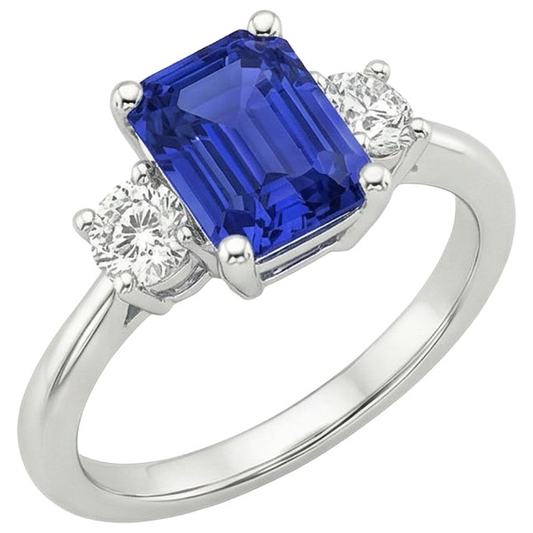 natural emerald sapphire 3.50ct ring side angle