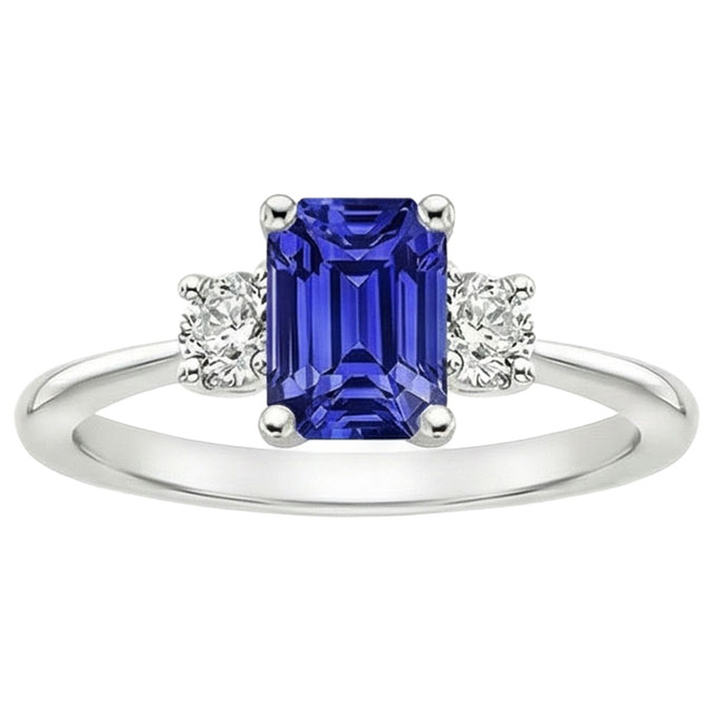 natural emerald sapphire 3.50ct ring top view