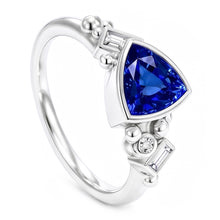Gemstone Trillion Bezel Set Blue Sapphire Ring 2 Carats Baguette Natural Earth Mined Diamonds
