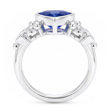 Gemstone Trillion Bezel Set Blue Sapphire Ring 2 Carats Baguette Natural Earth Mined Diamonds