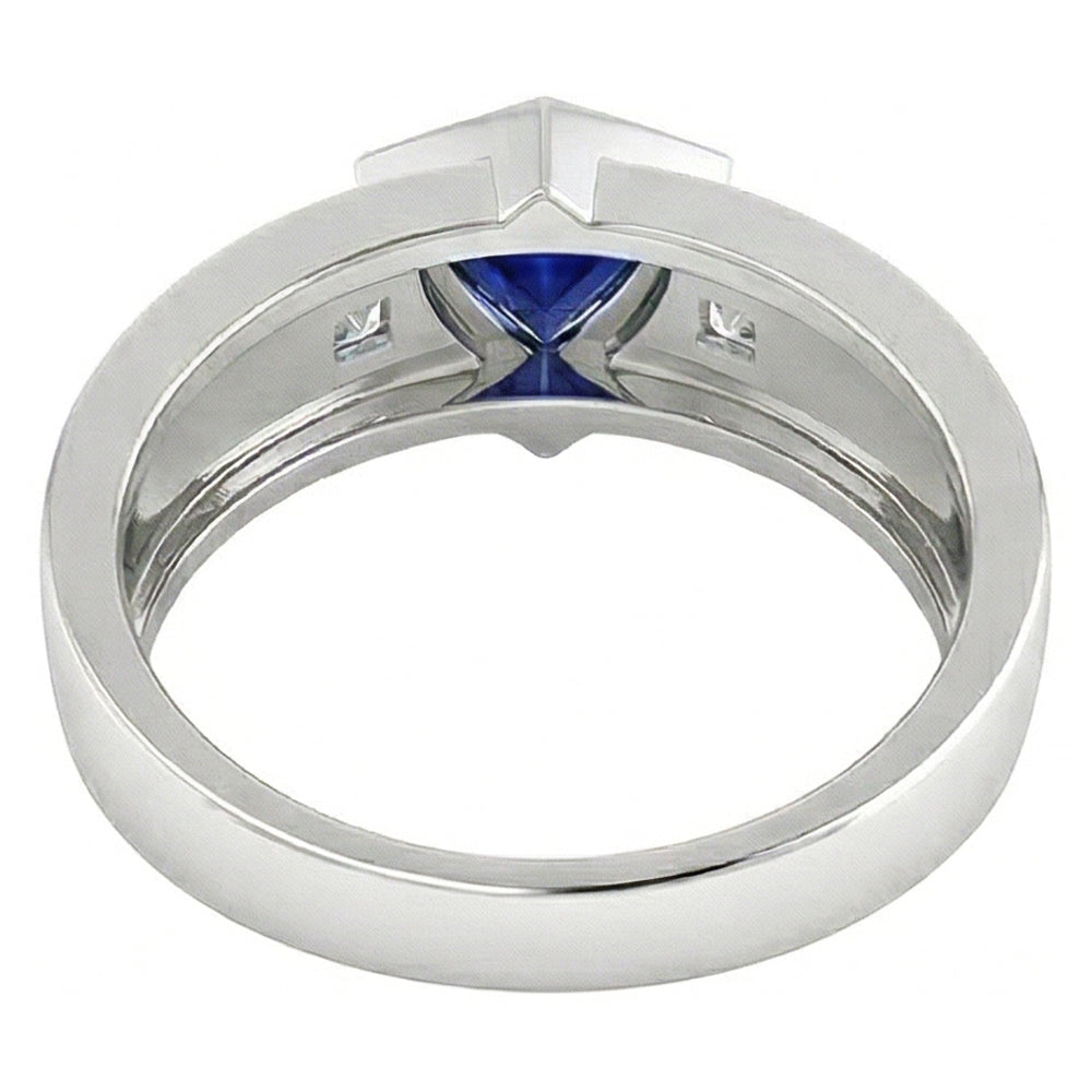 Gemstone Trillion Sapphire Ring 1.50 Carats Channel Set Natural Earth Mined Diamonds