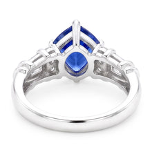 Gemstone Trillion Sapphire Ring Baguette & Round Natural Earth Mined Diamonds 2.50 Carats