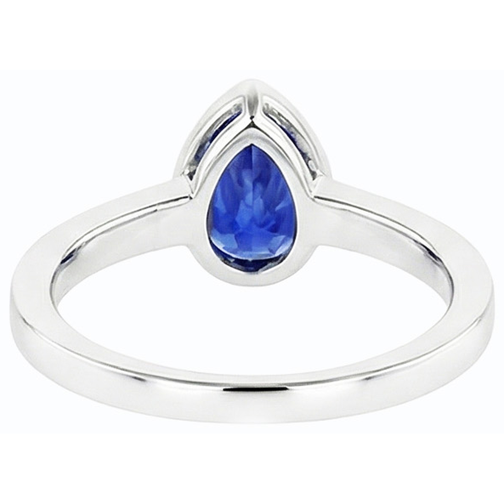 Gemstone Wedding Ring Bezel Set Blue Sapphire & Natural Earth Mined Diamonds 3 Carats