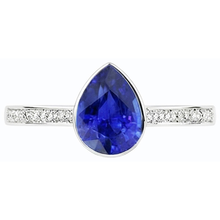 Gemstone Wedding Ring Bezel Set Blue Sapphire & Natural Earth Mined Diamonds 3 Carats
