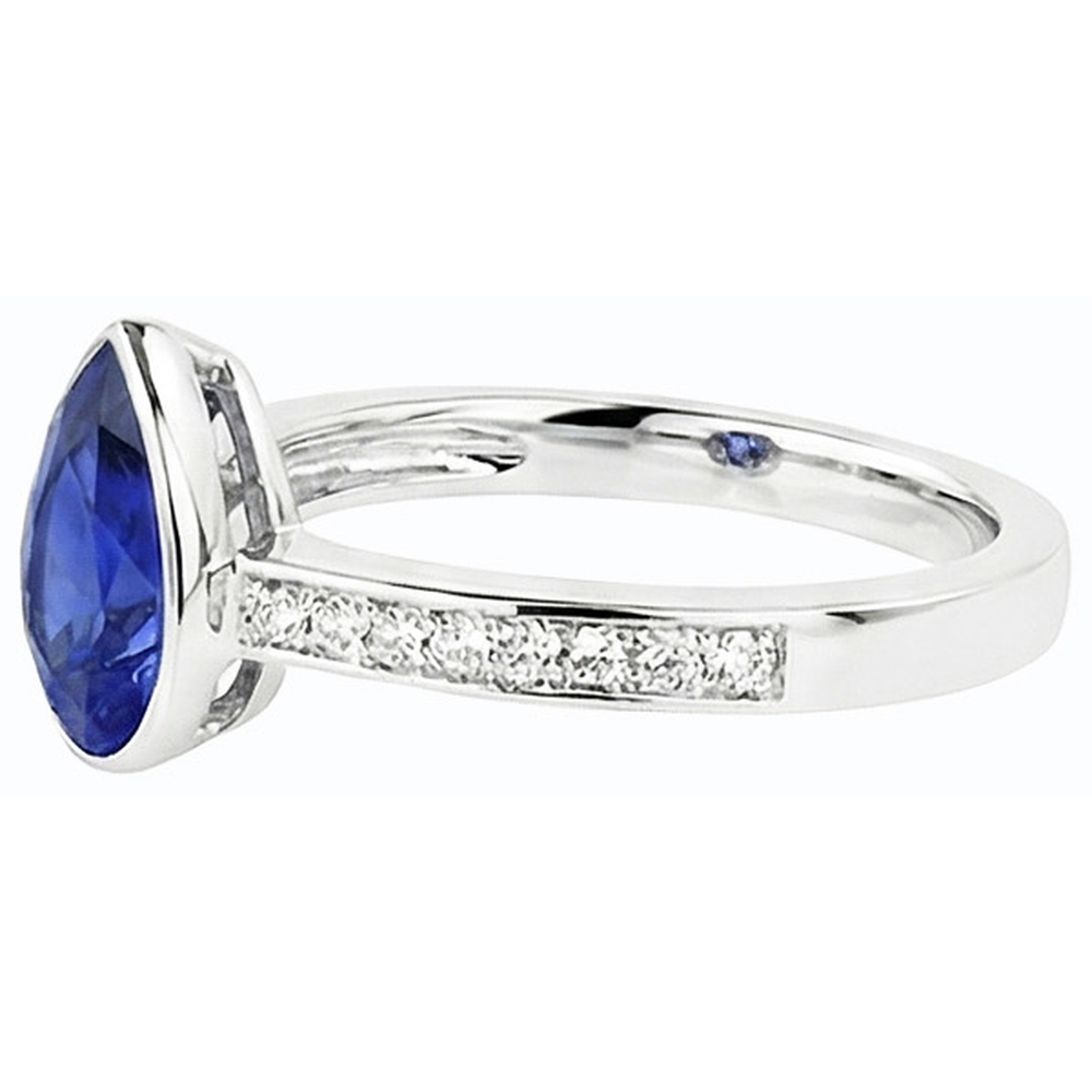 Gemstone Wedding Ring Bezel Set Blue Sapphire & Natural Earth Mined Diamonds 3 Carats