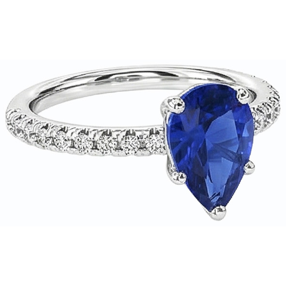 natural round sapphire 3ct ring top view