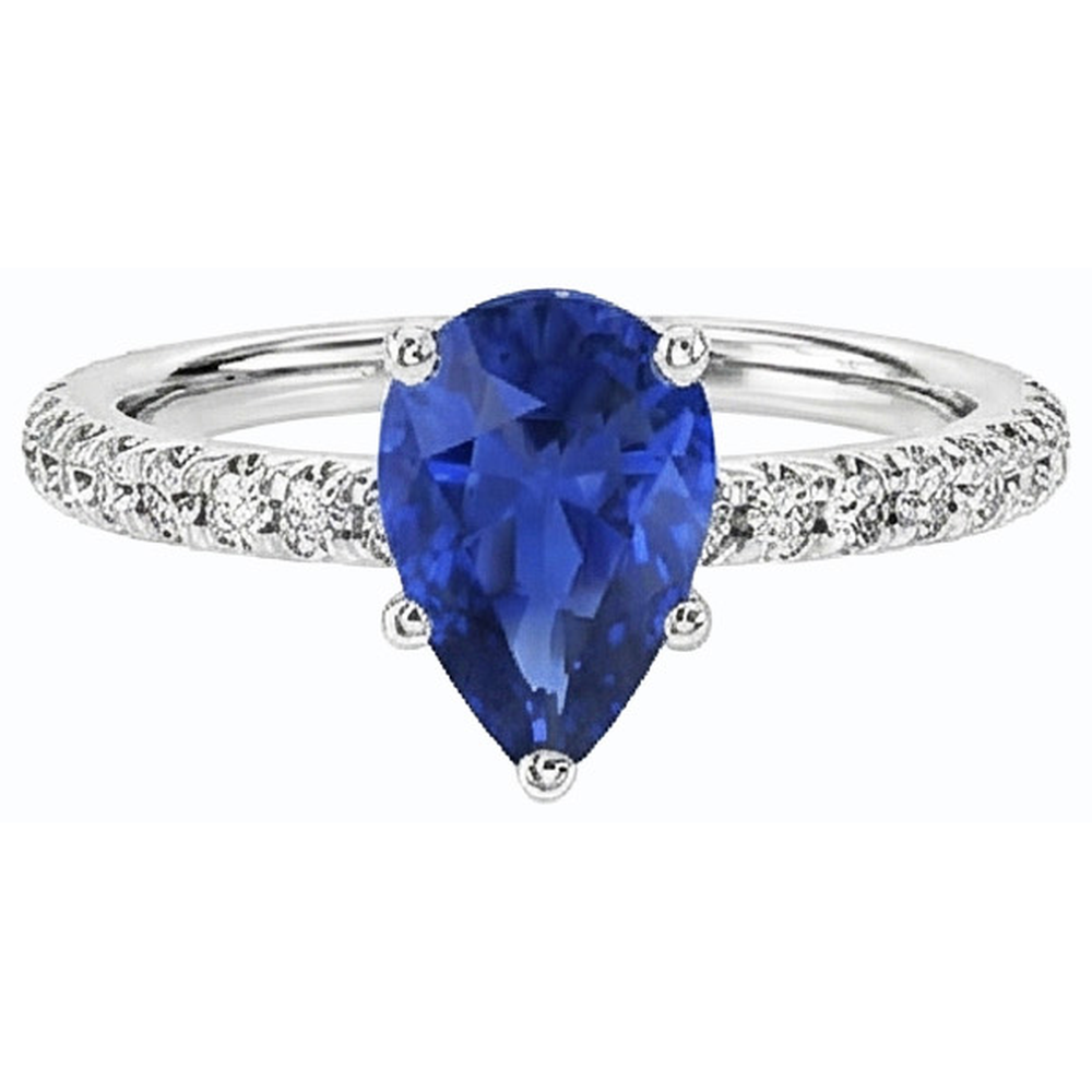 natural round sapphire 3ct ring profile view