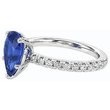 natural round sapphire 3ct ring on white background