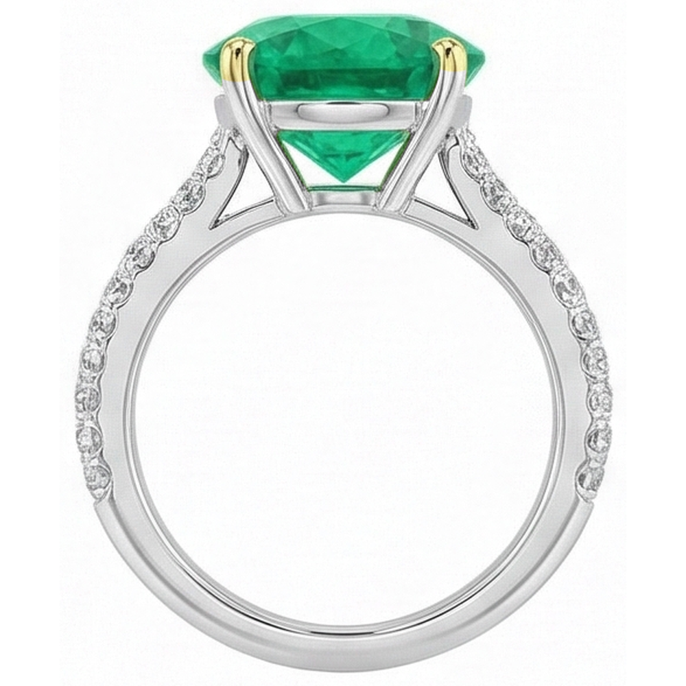 Brilliant Fine Emerald Colored Stone Ring 4 ct – profile view