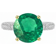 Fine Emerald Colored Stone Ring 4-ct 14 Karat Two Tone Gold – angle view