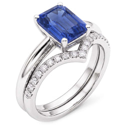 Gemstone Wedding Ring Set Emerald Sapphire 3.50 Carats Ladies Jewellery