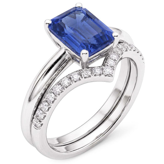 Gemstone Wedding Ring Set Emerald Sapphire 3.50 Carats Ladies Jewellery