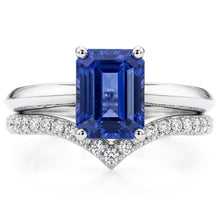 Gemstone Wedding Ring Set Emerald Sapphire 3.50 Carats Ladies Jewellery