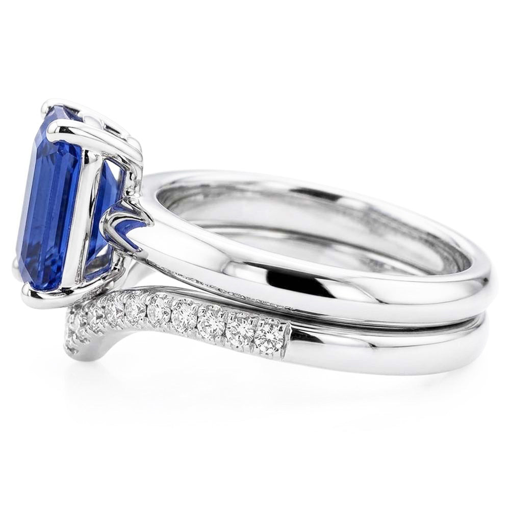 Gemstone Wedding Ring Set Emerald Sapphire 3.50 Carats Ladies Jewellery