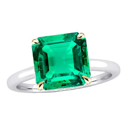 Emerald GIA-Certified Colored Stone Ring 5 ct in 14K Two Tone