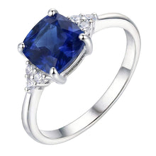 Gemstone Jewellery Cushion Sapphire Ring 2.50 Carats Small Round Natural Earth Mined Diamond