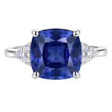 Gemstone Jewellery Cushion Sapphire Ring 2.50 Carats Small Round Natural Earth Mined Diamond