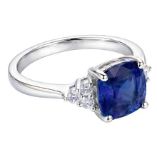 Gemstone Jewellery Cushion Sapphire Ring 2.50 Carats Small Round Natural Earth Mined Diamond