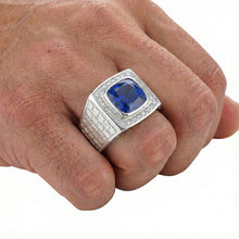 IGI CERTIFIED Gemstone Men's Ring Cushion Sapphire 2.50 Carats Antique Style