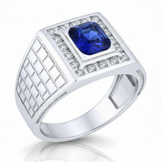 IGI CERTIFIED Gemstone Men's Ring Cushion Sapphire 2.50 Carats Antique Style