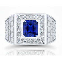 IGI CERTIFIED Gemstone Men's Ring Cushion Sapphire 2.50 Carats Antique Style