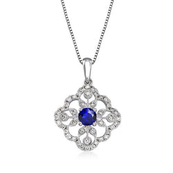 14 Karat White Gold Gemstone Pendant with Cornflower Blue