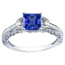 Gemstone Ring 14K White Gold with Cornflower Blue Sapphire – main view