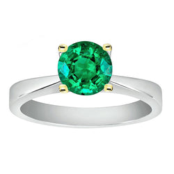 Tapered Colored Stone Ring – Emerald 3 ct 14 Karat Two Tone Gold