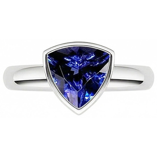 Gents Gemstone Ring Solitaire Trillion Bezel Set Ceylon Sapphire 3 Ct