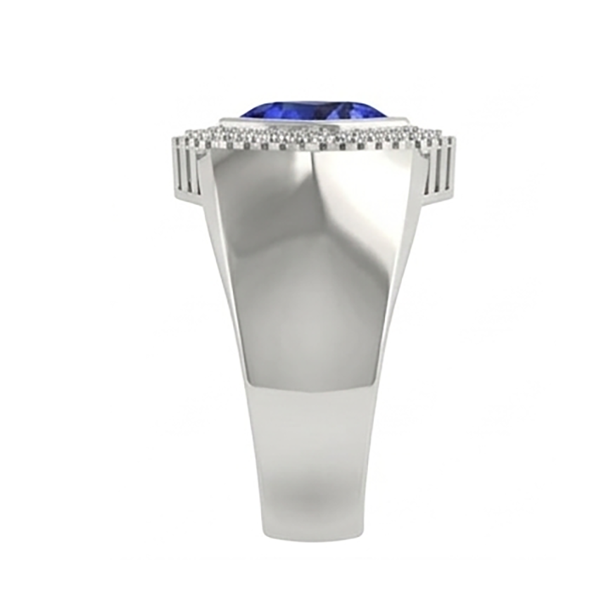 Gents Ring Ceylon Sapphire Natural Earth Mined Diamond Jewellery Trillion Bezel Set 2.50 Carats