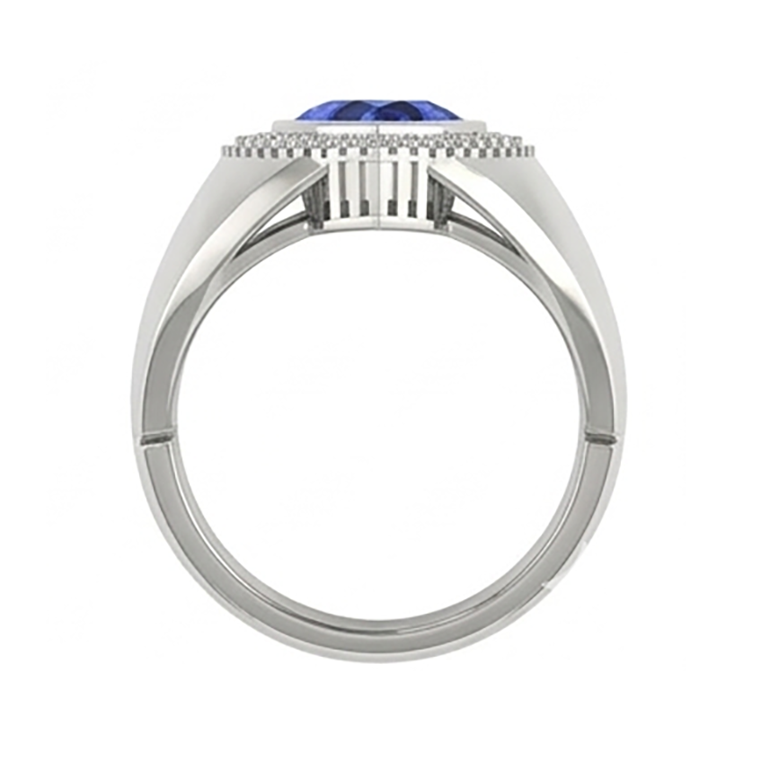 Gents Ring Ceylon Sapphire Natural Earth Mined Diamond Jewellery Trillion Bezel Set 2.50 Carats