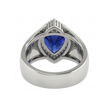 Gents Ring Ceylon Sapphire Natural Earth Mined Diamond Jewellery Trillion Bezel Set 2.50 Carats