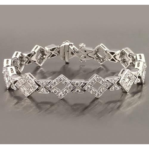Gents White Gold Real Diamond Bracelet 3.50 Carats Jewelry New