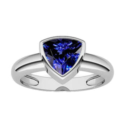 Gents Gemstone Ring Solitaire Trillion Bezel Set Ceylon Sapphire 3 Ct