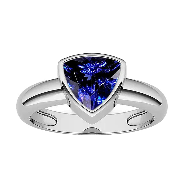 Solitaire Trillion Bezel Set Ceylon Sapphire 3