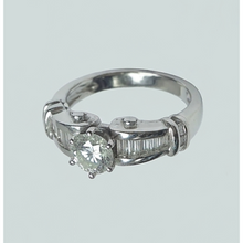Genuine 1.50 Carats Round And Baguette Natural Earth Mined DIAMOND ( NOT LAB GROWN ) Engagement Ring White Gold 14K