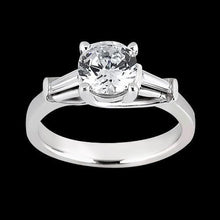 Genuine 1.27 Carats Round & Baguette Diamond Three Stone Ring White Gold