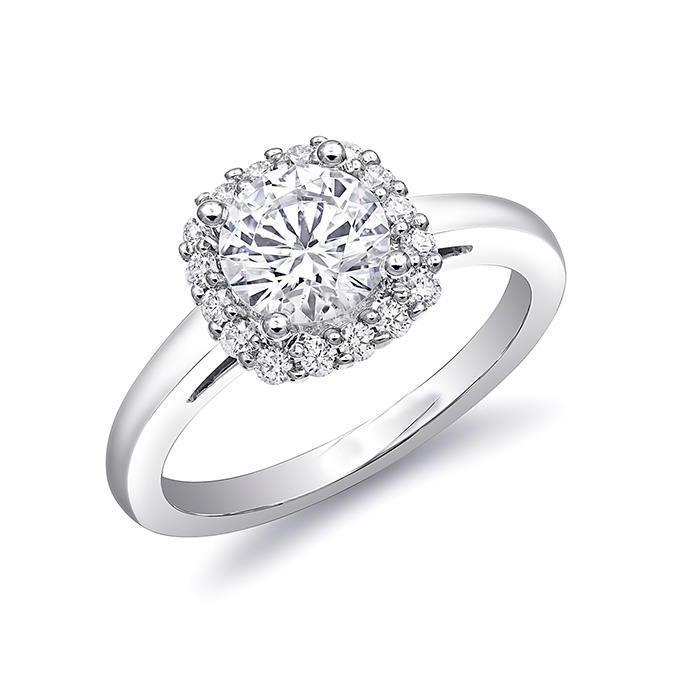Genuine 1.50 Carat Diamond Engagement Halo Ring 14K White Gold