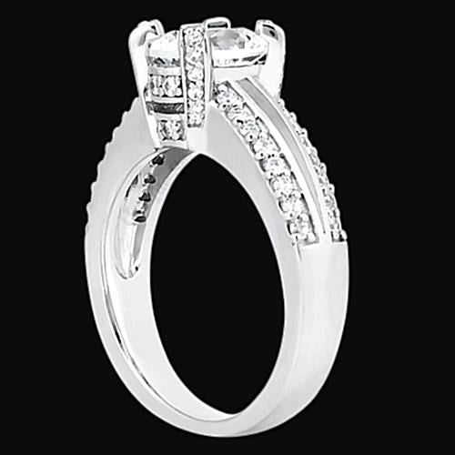 Genuine 1.51 Carats Oval & Round Engagement Diamond Ring Pave Set Jewelry