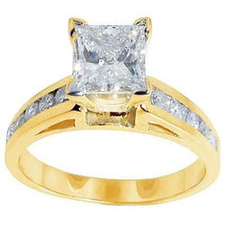 Genuine 1.75 Ct. Princess Cut Diamond Anniversary Yellow Gold Ring