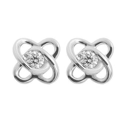 Genuine 2 Ct Round Cut Diamonds Intertwined Hearts Stud Earrings