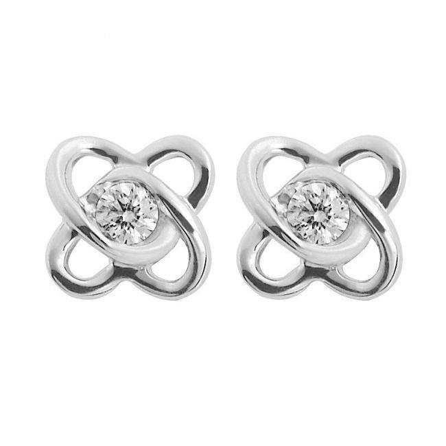 Genuine 2 Ct Round Cut Diamonds Intertwined Hearts Stud Earrings