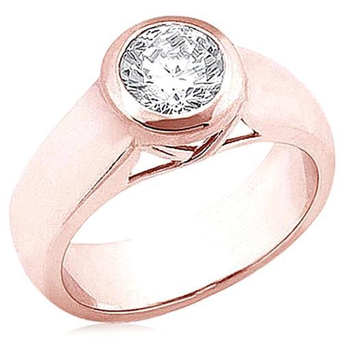 Genuine 2 Ct. Diamond Solitaire Rose Gold Ring Jewelry New